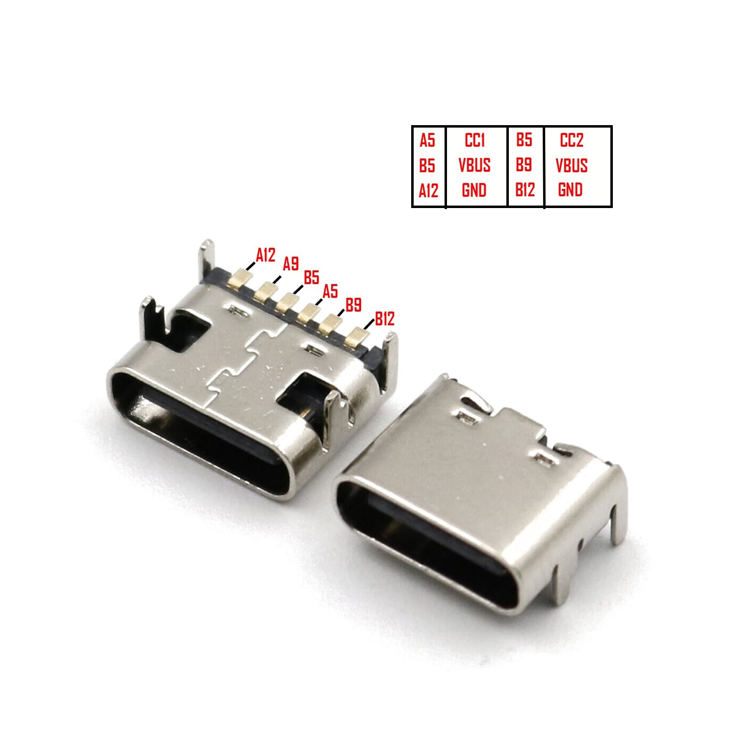 کانکتور USB مادگی Type C شش پین SMD - Image 3